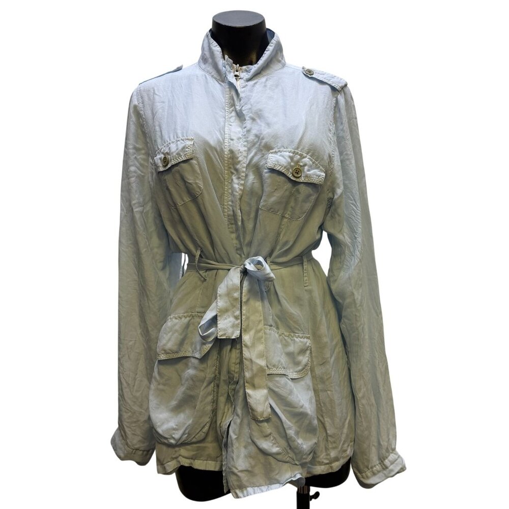 Pete & Greta Silk Belted Jacket Blue M